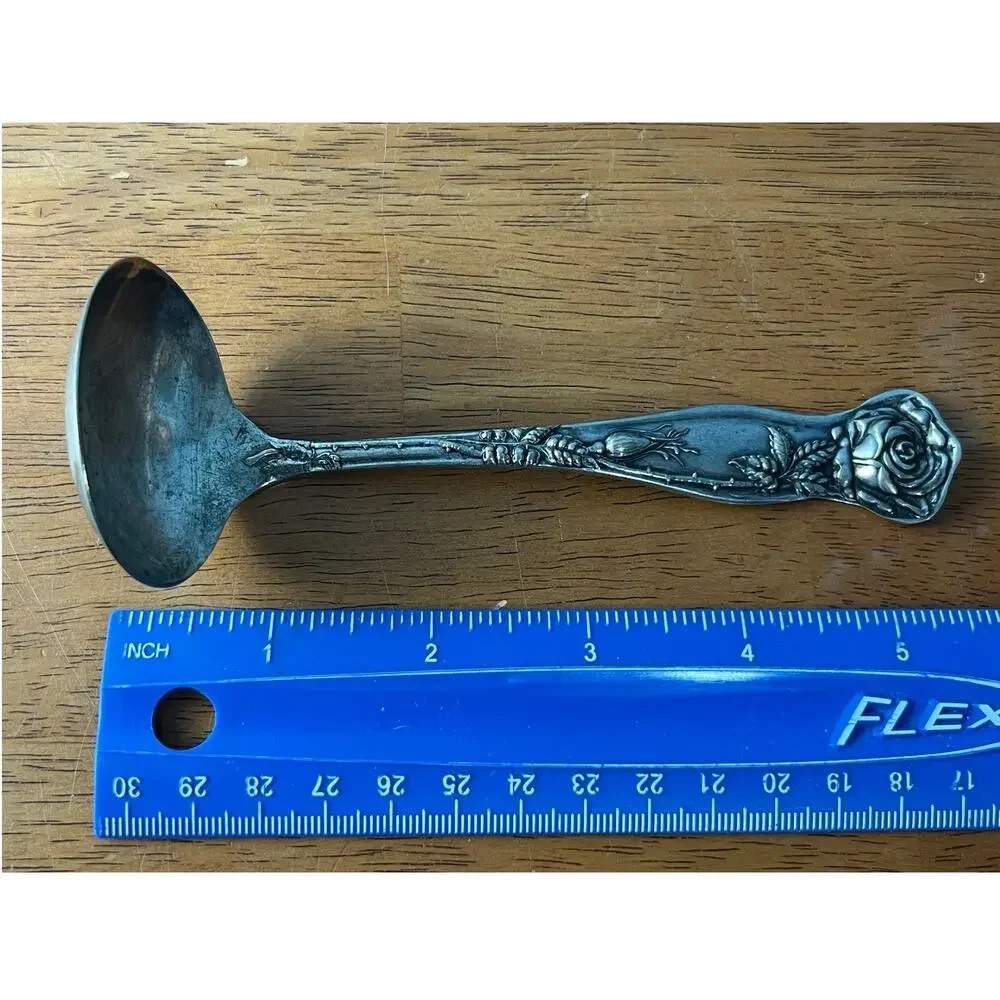 Berkshire Silver Co Silverplated Gravy Ladle Ornate Victorian Rose